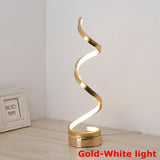 24W Spiral LED Table Desk Lamp Bedroom Bedside Decorative Light Gold/ White EU Plug