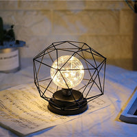 Creative Iron Table Lamp Hollow Geometric Diamond Shape Reading Lamp Vintage LED Night Lamp For Bedroom Bedside Desk Night Light