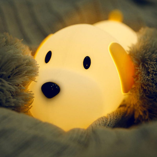Silicone Dog LED Night Light Touch Sensor 2 Colors Puppy Lamp Dimmable Timer USB Rechargeable Bedside Lamp for Children Baby