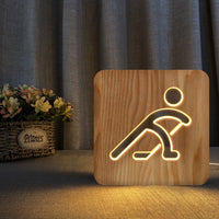 Wooden 3D LED Night Light Soccer Basketball Ice Hockey Table Lamp USB Power Desk Lights For Baby Kids Christmas New Year Gift