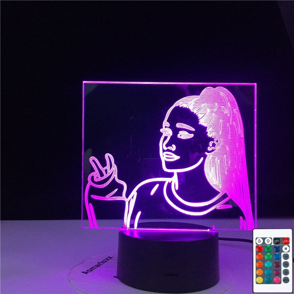 3D Lamp Table Nightlight Celebrity Singer Ariana Grande Poster Cat Girl Fans Gift for Bedroom Decorative 3d Led Night Light